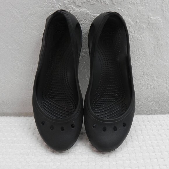 Crocs Kadee Black Ballet Flats Slip-On Round Toe Lightweight Rubber Women's Sz 9 - Picture 5 of 10